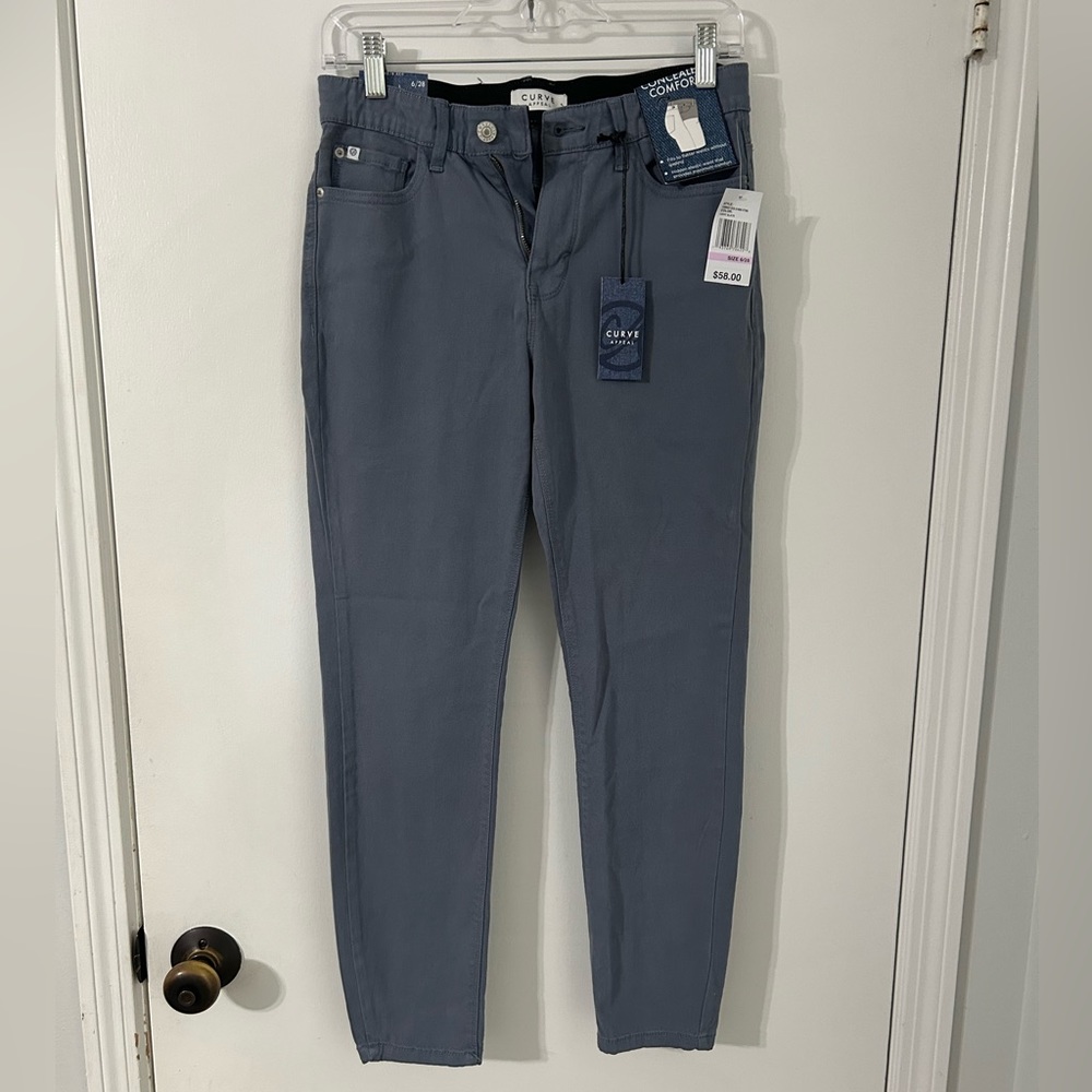 CURVE APPEAL High Rise Comfort Waist Skinny Pants, Light Slate